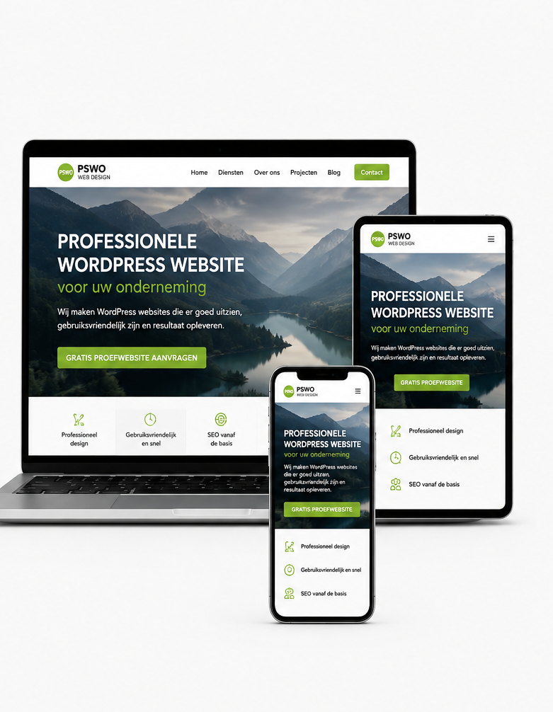 Responsive WordPress website laten maken Responsive WordPress website op laptop, tablet en smartphone