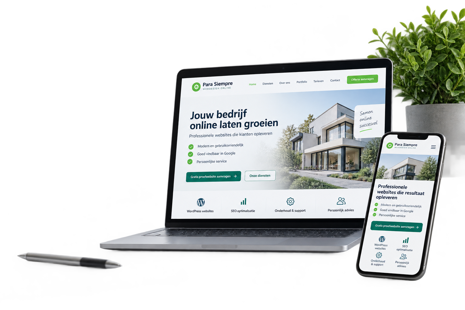 Professionele website Para Siempre Webdesign Online