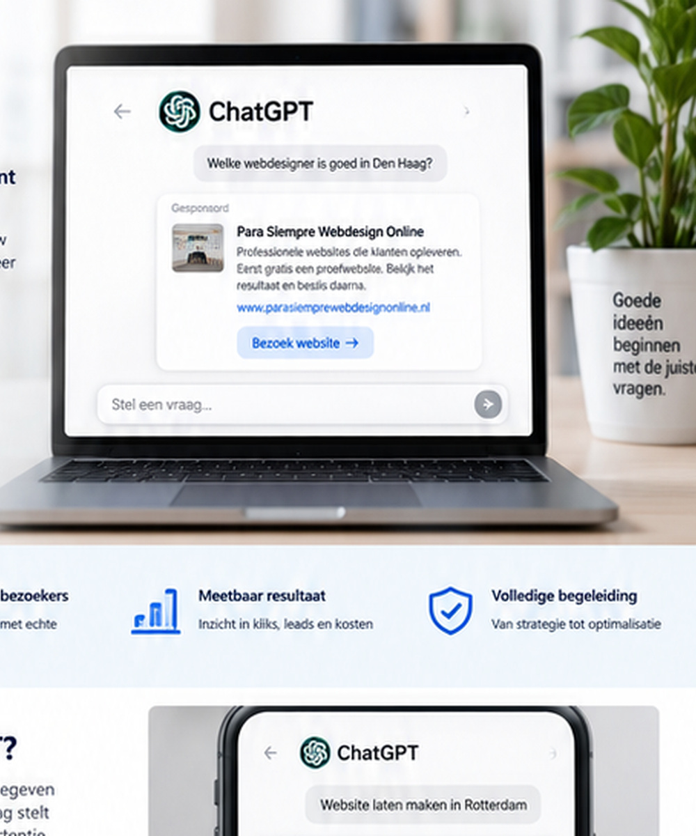 Adverteren in ChatGPT met een relevante advertentie naast een AI-gesprek